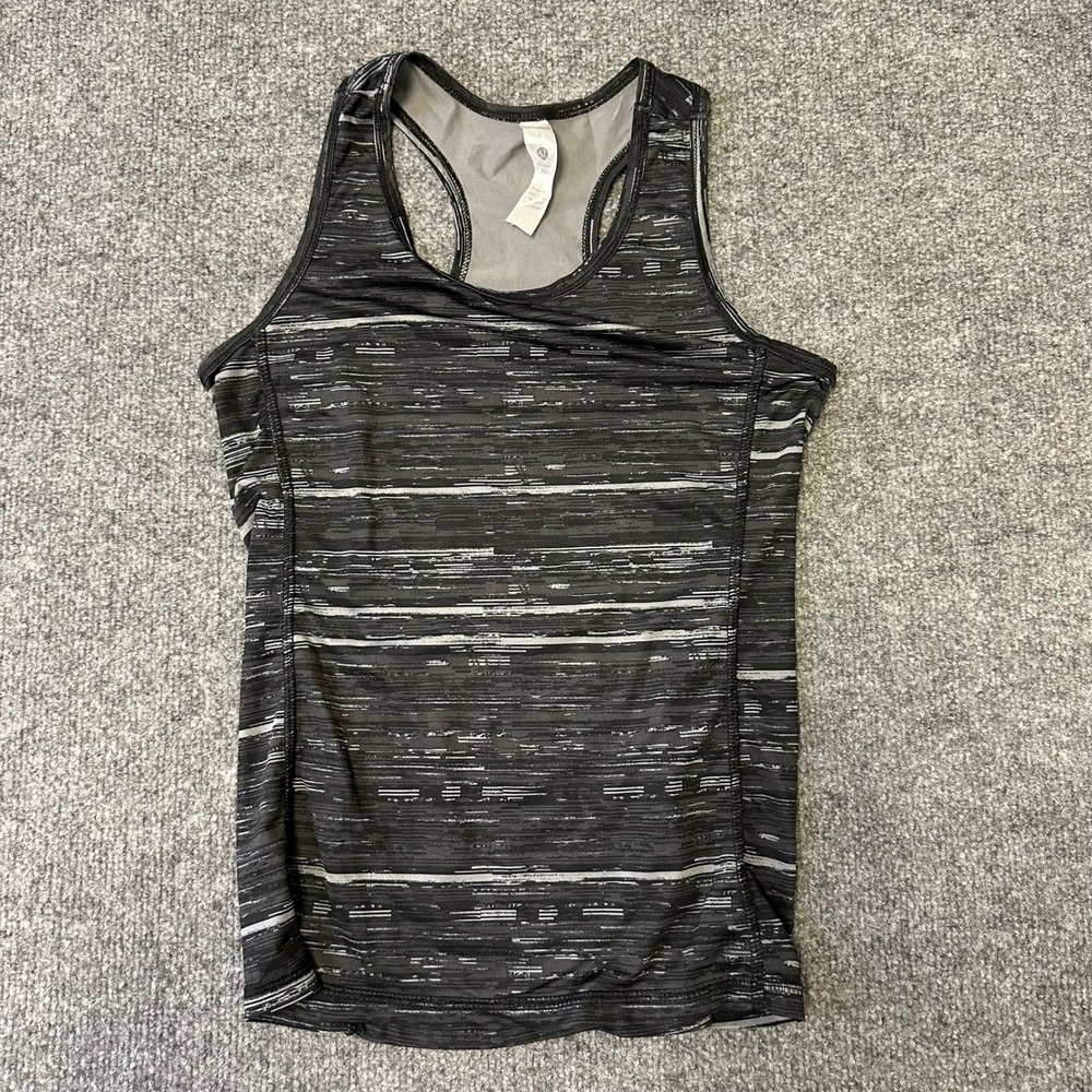 Lululemon Tank Top Womens Size 4 Black Space Dye Racerback Athletic Built-in Bra